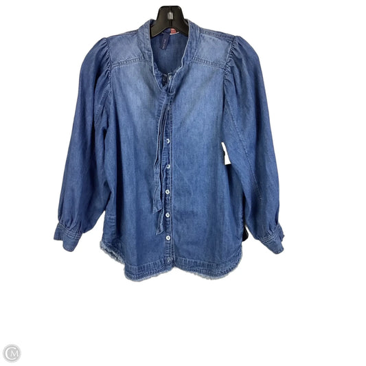 Top Long Sleeve By Pilcro In Blue Denim, Size: Xs