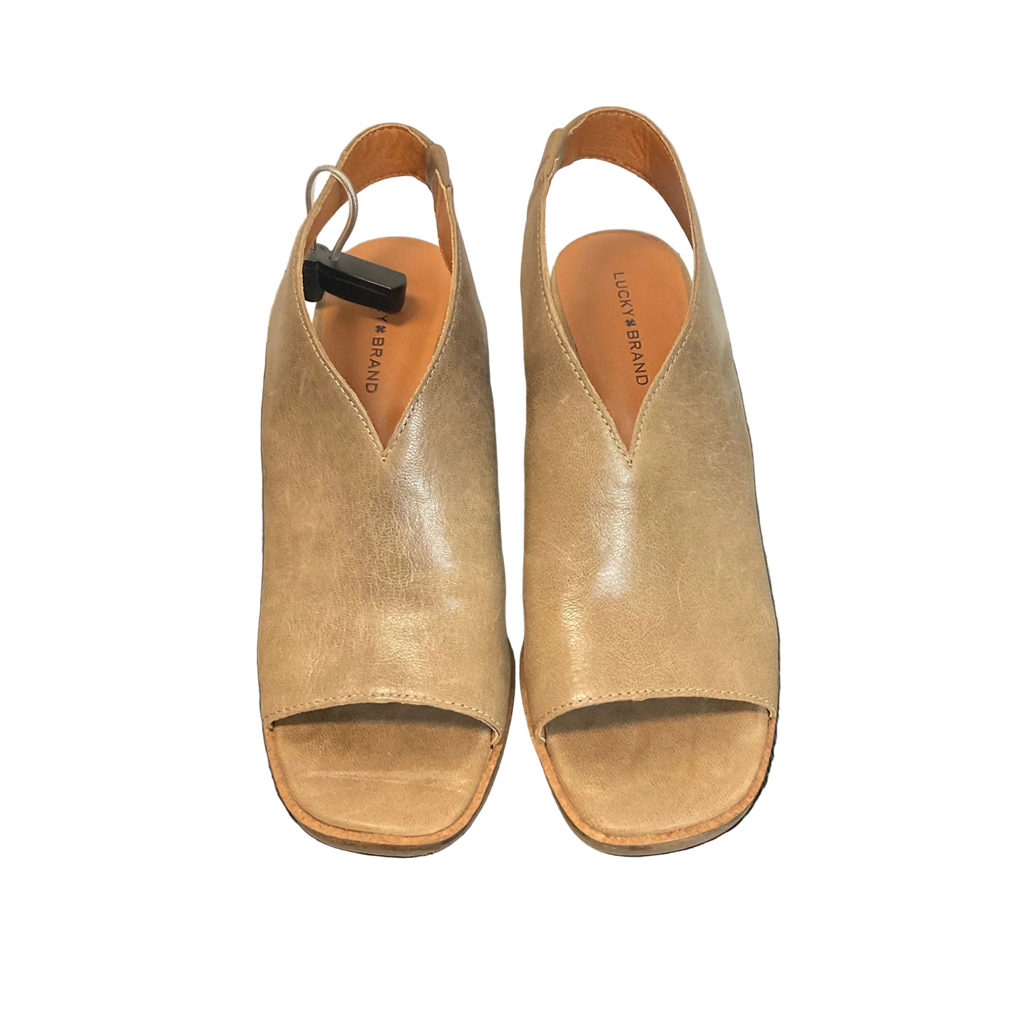 Sandals Heels Wedge By Lucky Brand In Tan, Size: 8