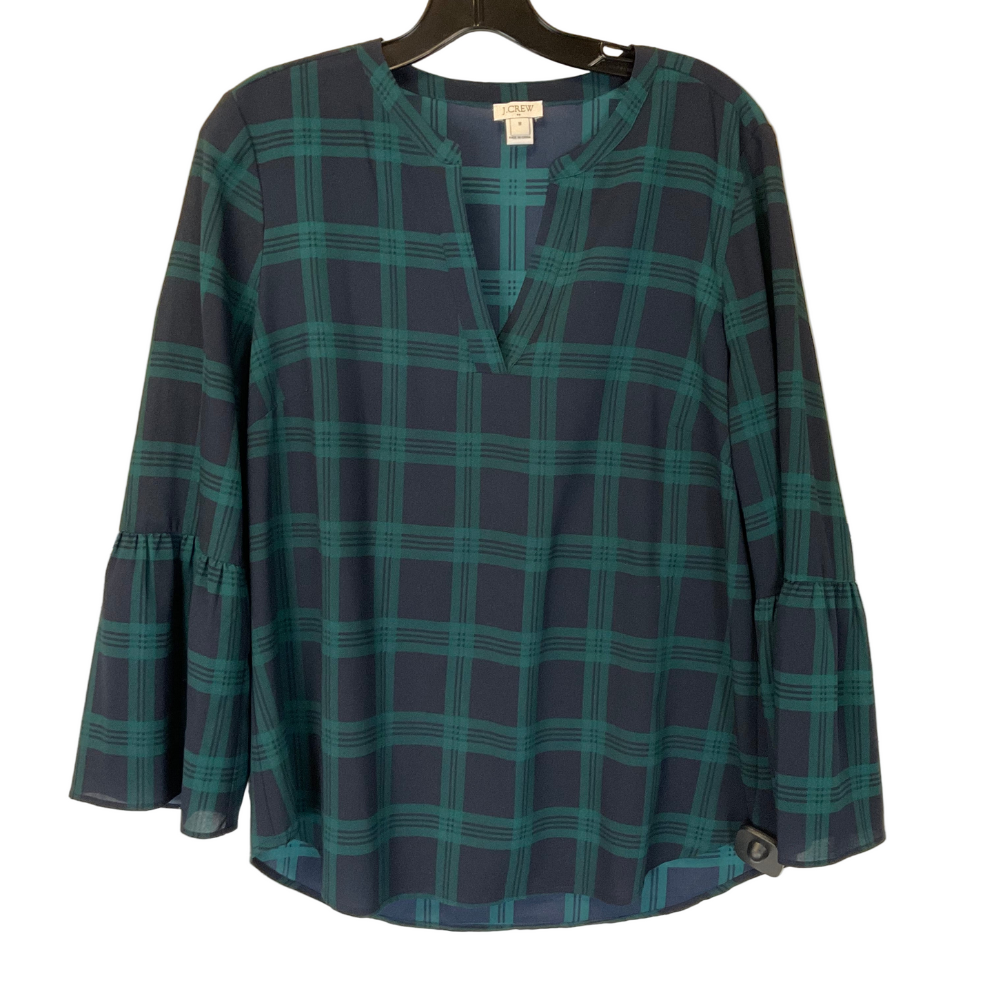 Top Long Sleeve By J. Crew In Plaid Pattern, Size: M